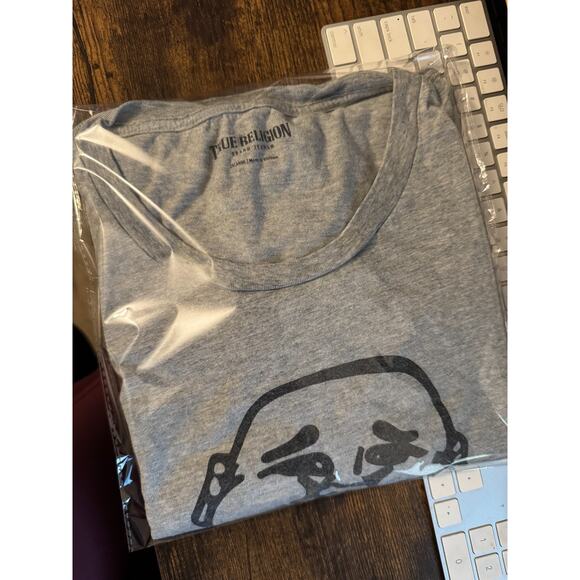 TRUE RELIGION - Men's Oversized Buddha Crew Tee - Gray, Size 2XL - Picture 7 of 7